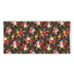 Brown Camo Hibiscus Flower Print Beach Towel