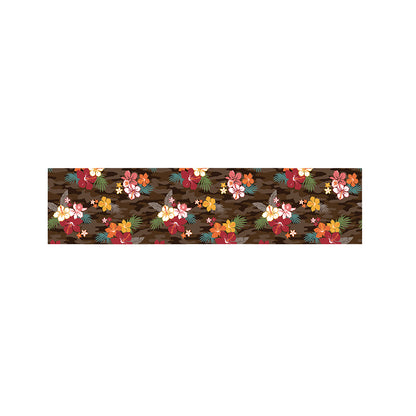 Brown Camo Hibiscus Flower Print Bed Runner