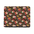 Brown Camo Hibiscus Flower Print Bifold Wallet