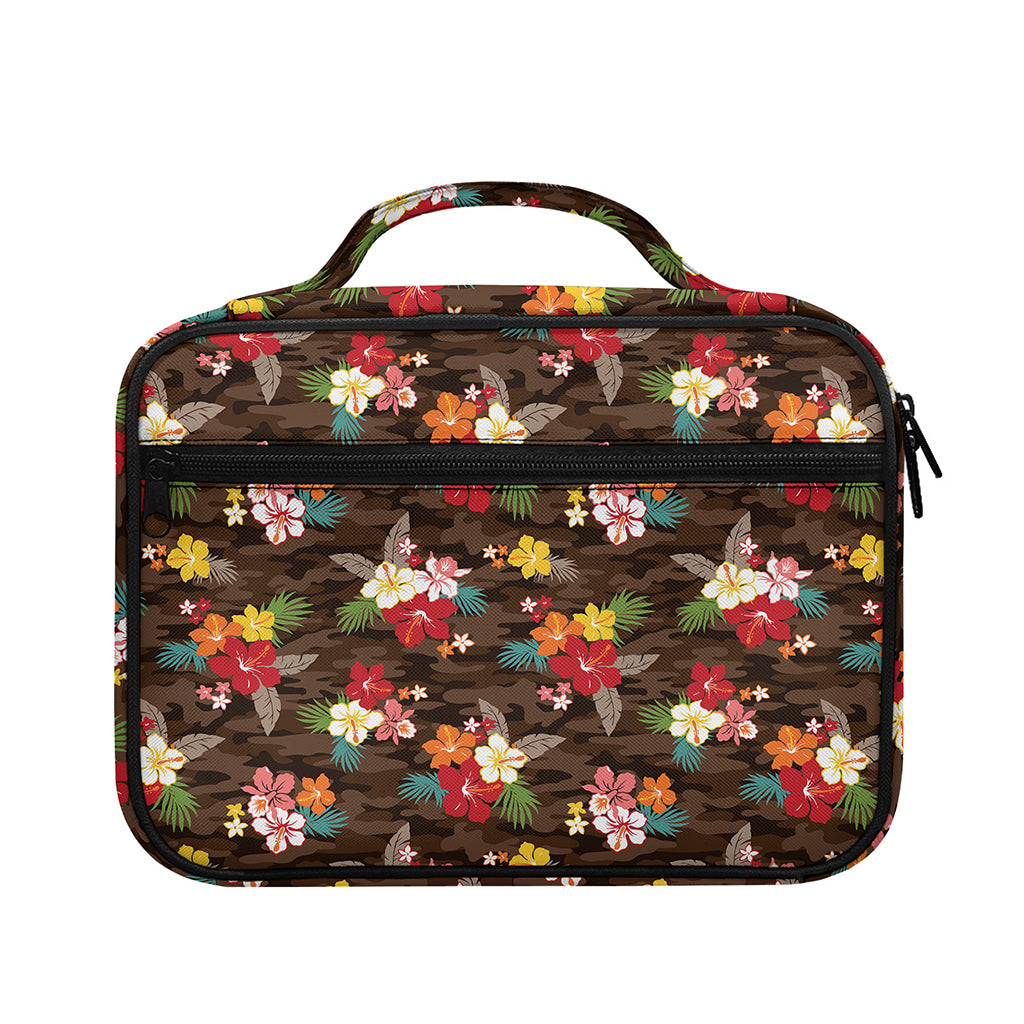 Brown Camo Hibiscus Flower Print Briefcase Bible Bag