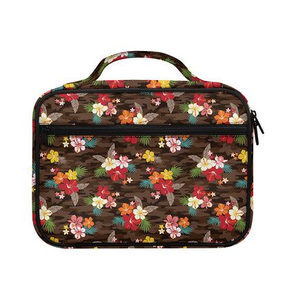 Brown Camo Hibiscus Flower Print Briefcase Bible Bag