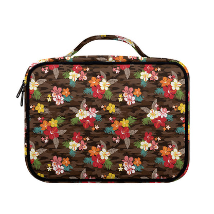 Brown Camo Hibiscus Flower Print Briefcase Bible Bag