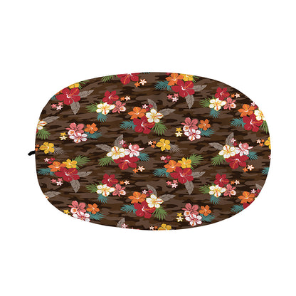 Brown Camo Hibiscus Flower Print Car Side Mirror Covers