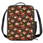 Brown Camo Hibiscus Flower Print Crossbody Lunch Bag