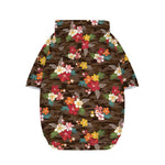 Brown Camo Hibiscus Flower Print Dog Zip Up Hoodie