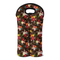 Brown Camo Hibiscus Flower Print Double Neoprene Wine Tote