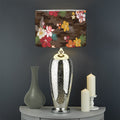 Brown Camo Hibiscus Flower Print Drum Lamp Shade