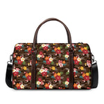 Brown Camo Hibiscus Flower Print Duffle Bag