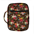Brown Camo Hibiscus Flower Print Front Pocket Bible Bag