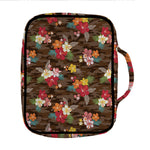 Brown Camo Hibiscus Flower Print Front Pocket Bible Bag