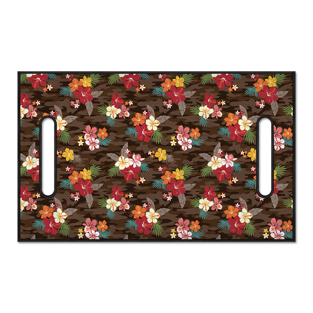Brown Camo Hibiscus Flower Print Golf Cart Seat Cover