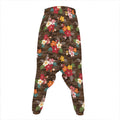 Brown Camo Hibiscus Flower Print Hammer Pants