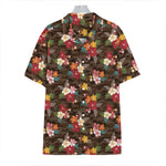 Brown Camo Hibiscus Flower Print Hawaiian Shirt