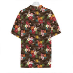 Brown Camo Hibiscus Flower Print Hawaiian Shirt