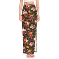 Brown Camo Hibiscus Flower Print High Slit Maxi Skirt