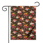 Brown Camo Hibiscus Flower Print House Flag