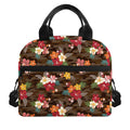 Brown Camo Hibiscus Flower Print Insulated Lunch Bag