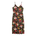 Brown Camo Hibiscus Flower Print Jersey Midi Cami Dress