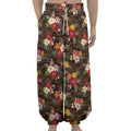 Brown Camo Hibiscus Flower Print Lantern Pants