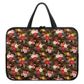 Brown Camo Hibiscus Flower Print Laptop Sleeve With Handle