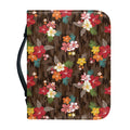 Brown Camo Hibiscus Flower Print Leather Bible Cover