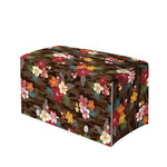Brown Camo Hibiscus Flower Print Leather Tissue Box Cover