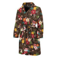 Brown Camo Hibiscus Flower Print Men's Bathrobe