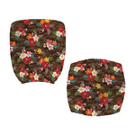 Brown Camo Hibiscus Flower Print Office Chair Cover
