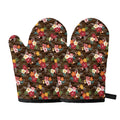Brown Camo Hibiscus Flower Print Oven Mitts