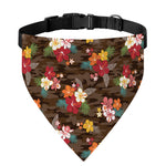 Brown Camo Hibiscus Flower Print Over The Collar Dog Bandana