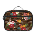 Brown Camo Hibiscus Flower Print Portable Lunch Bag