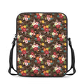 Brown Camo Hibiscus Flower Print Rectangular Crossbody Bag