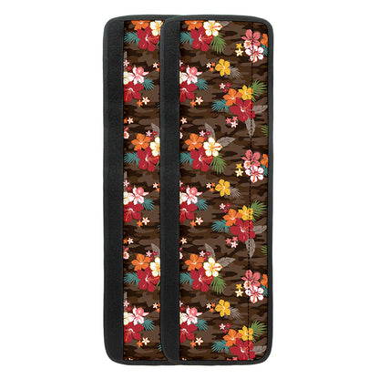 Brown Camo Hibiscus Flower Print Refrigerator Handle Covers