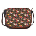 Brown Camo Hibiscus Flower Print Saddle Bag