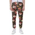 Brown Camo Hibiscus Flower Print Joggers