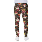 Brown Camo Hibiscus Flower Print Scuba Joggers
