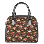 Brown Camo Hibiscus Flower Print Shoulder Handbag