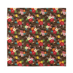Brown Camo Hibiscus Flower Print Silk Bandana