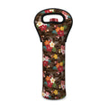 Brown Camo Hibiscus Flower Print Single Neoprene Wine Tote