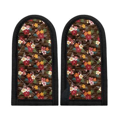 Brown Camo Hibiscus Flower Print Skillet Handle Cover