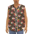 Brown Camo Hibiscus Flower Print Sleeveless Baseball Jersey