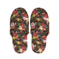 Brown Camo Hibiscus Flower Print Slippers