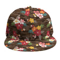 Brown Camo Hibiscus Flower Print Snapback Cap