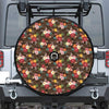 Brown Camo Hibiscus Flower Print Tire Cover With Camera Hole