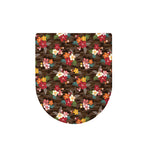 Brown Camo Hibiscus Flower Print Toilet Lid Cover