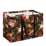 Brown Camo Hibiscus Flower Print Utility Tote Bag