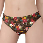 Brown Camo Hibiscus Flower Print Women's Panties