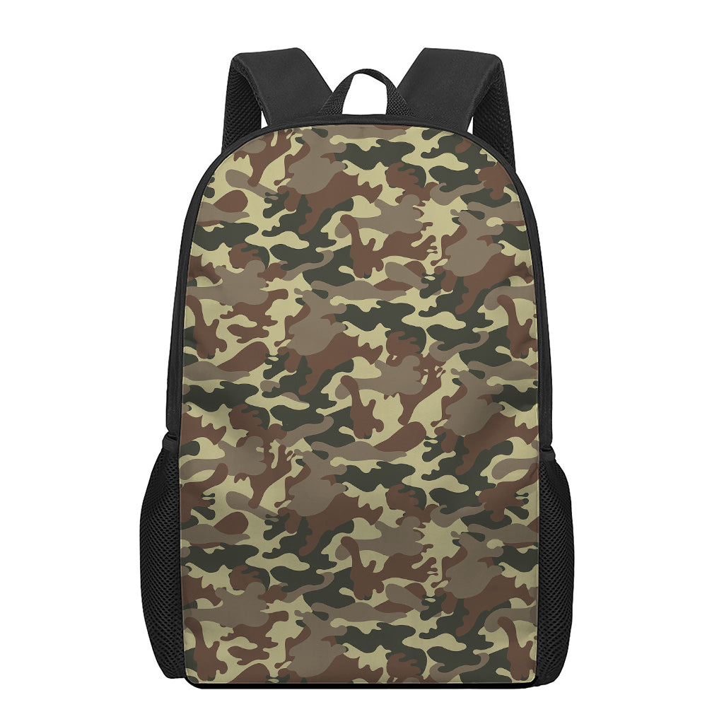 Brown Camouflage Print 17 Inch Backpack