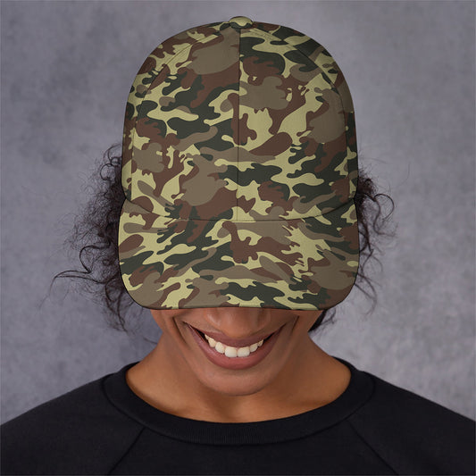 Brown Camouflage Print Baseball Cap