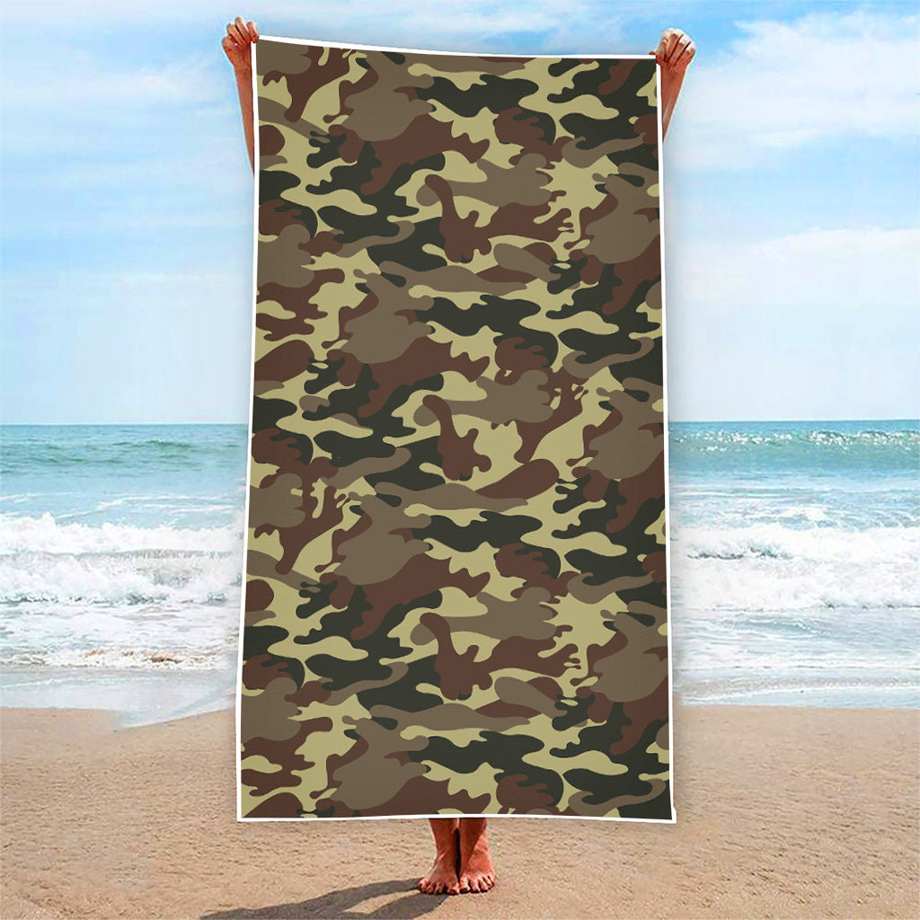 Brown Camouflage Print Beach Towel